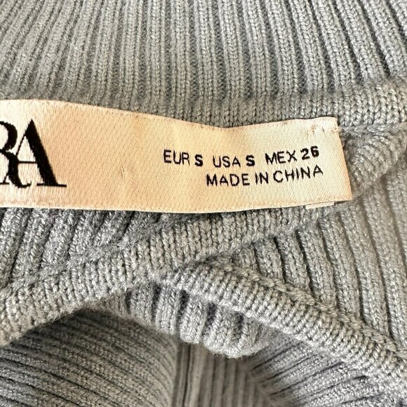 2/$30 Zara Blue Backless Mock Neck Knit Sweater Wrap Around Tie Size Small - Picture 13 of 14